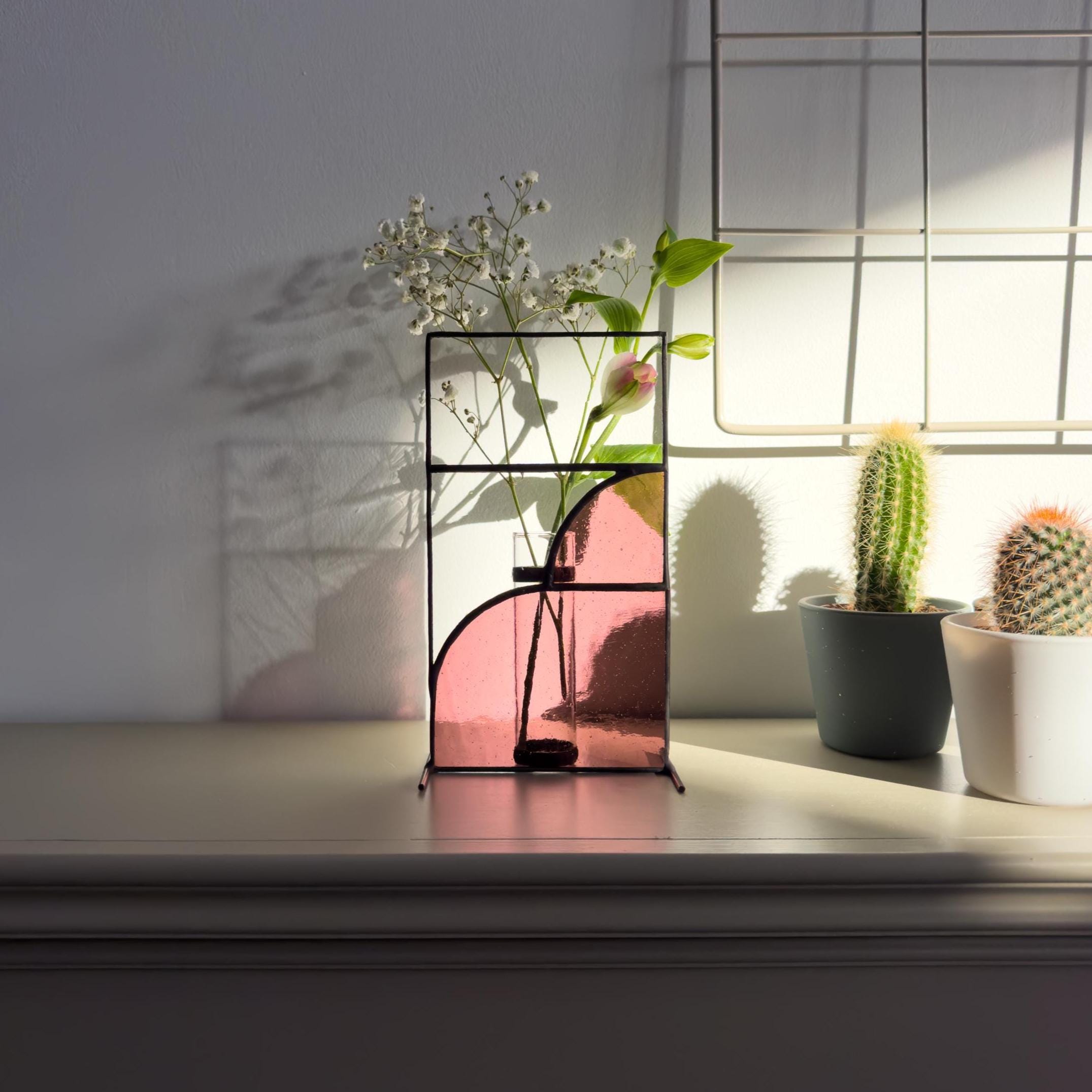 Japandi Stained Glass Vase – Tiffany Handmade Design