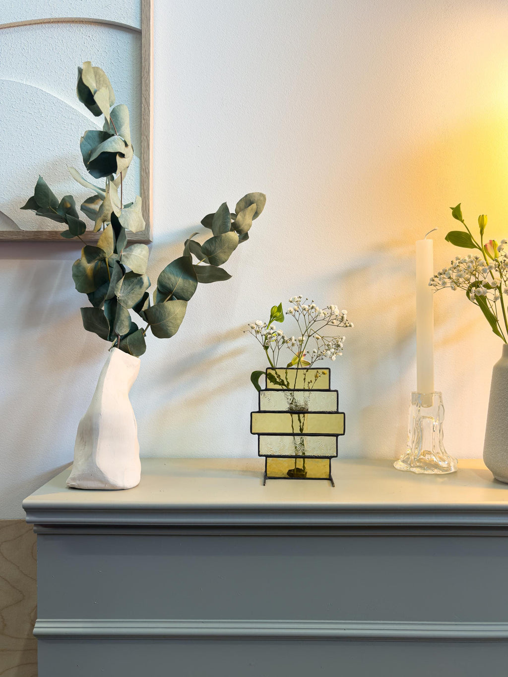 Honeycomb Stained Glass Vase