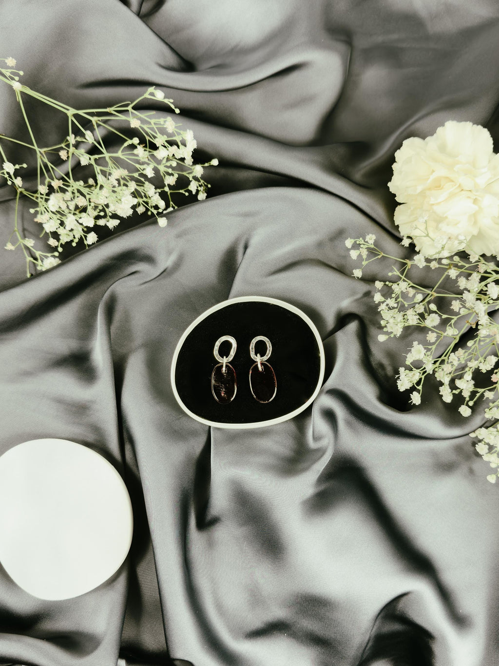 Handcrafted Silver Earrings with Faceted Red Glass