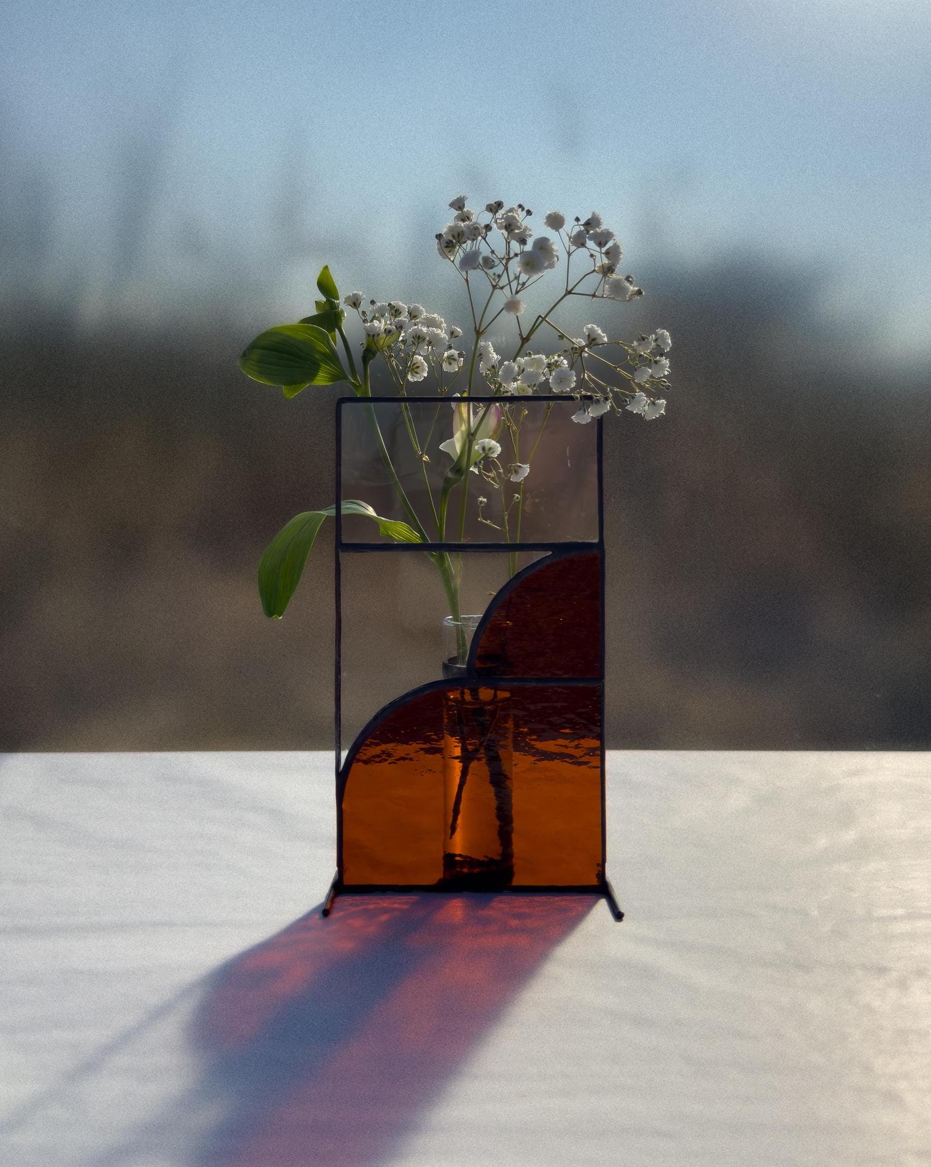 Japandi Stained Glass Vase – Tiffany Handmade Design