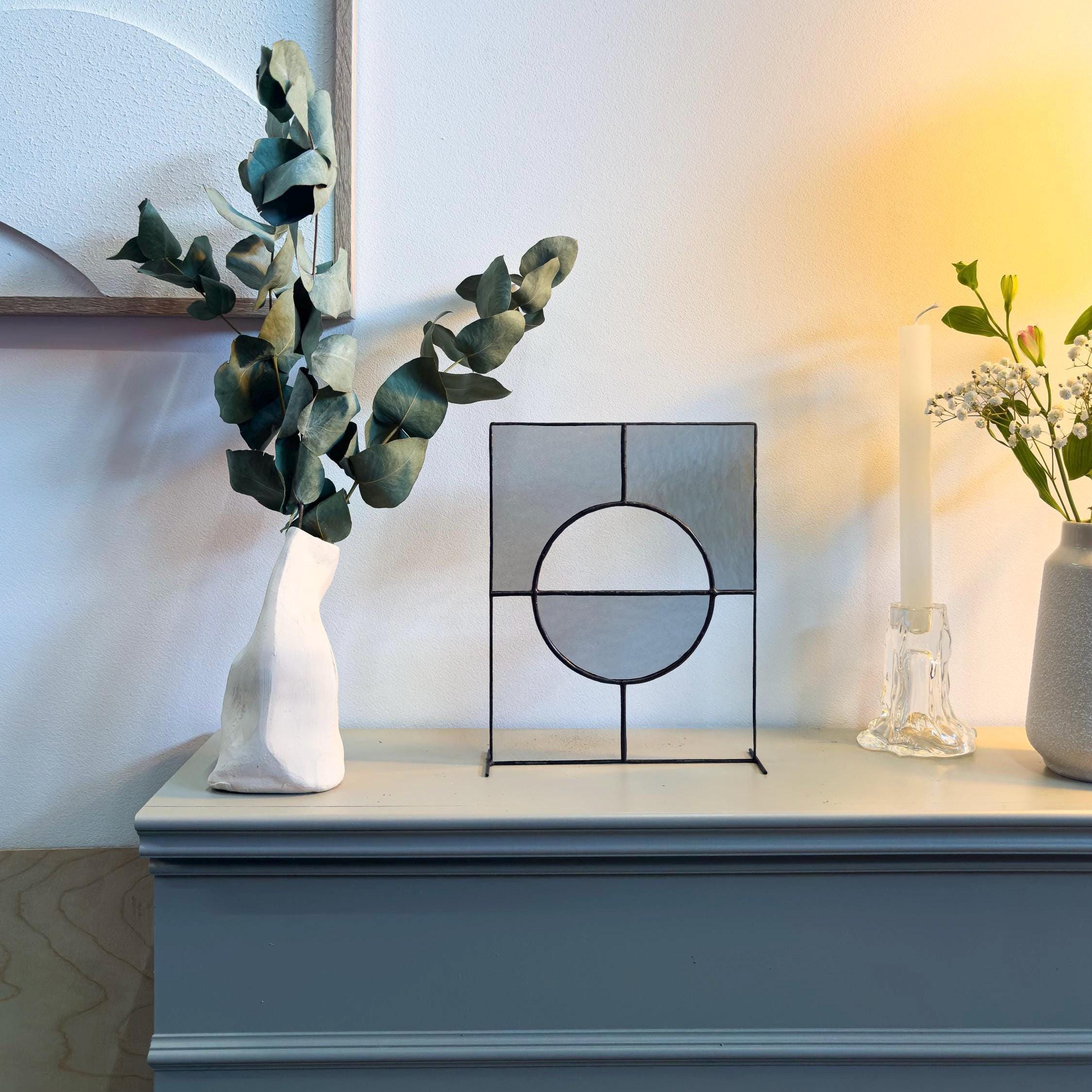 Still Balance – Japandi Stained Glass Panel