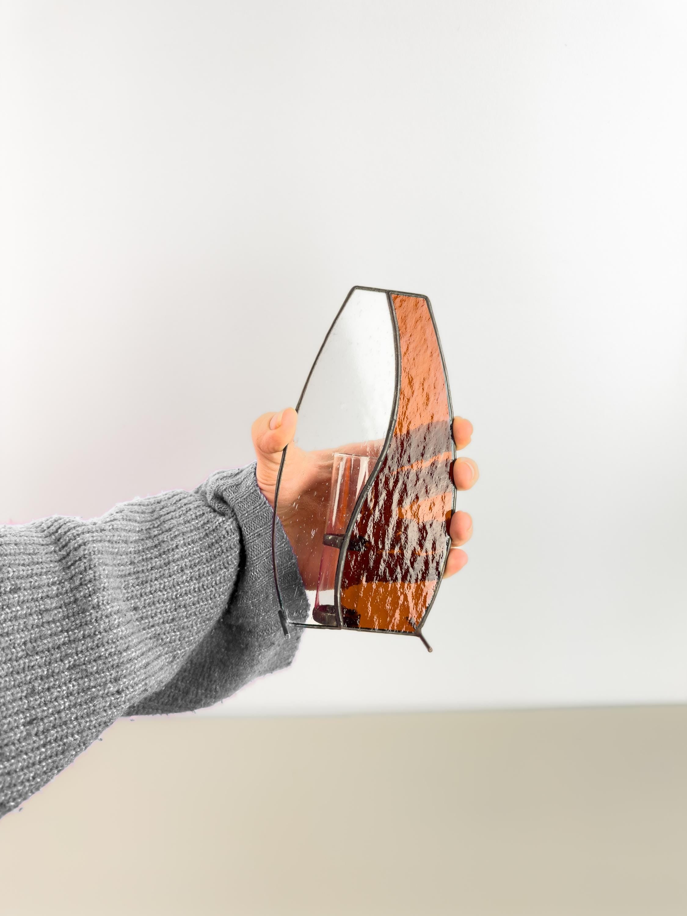 Deep Orange Japandi Stained Glass Vase – Tiffany Handmade Design