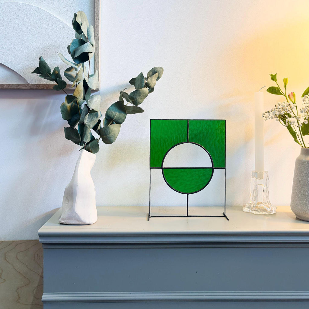 Still Balance – Japandi Stained Glass Panel