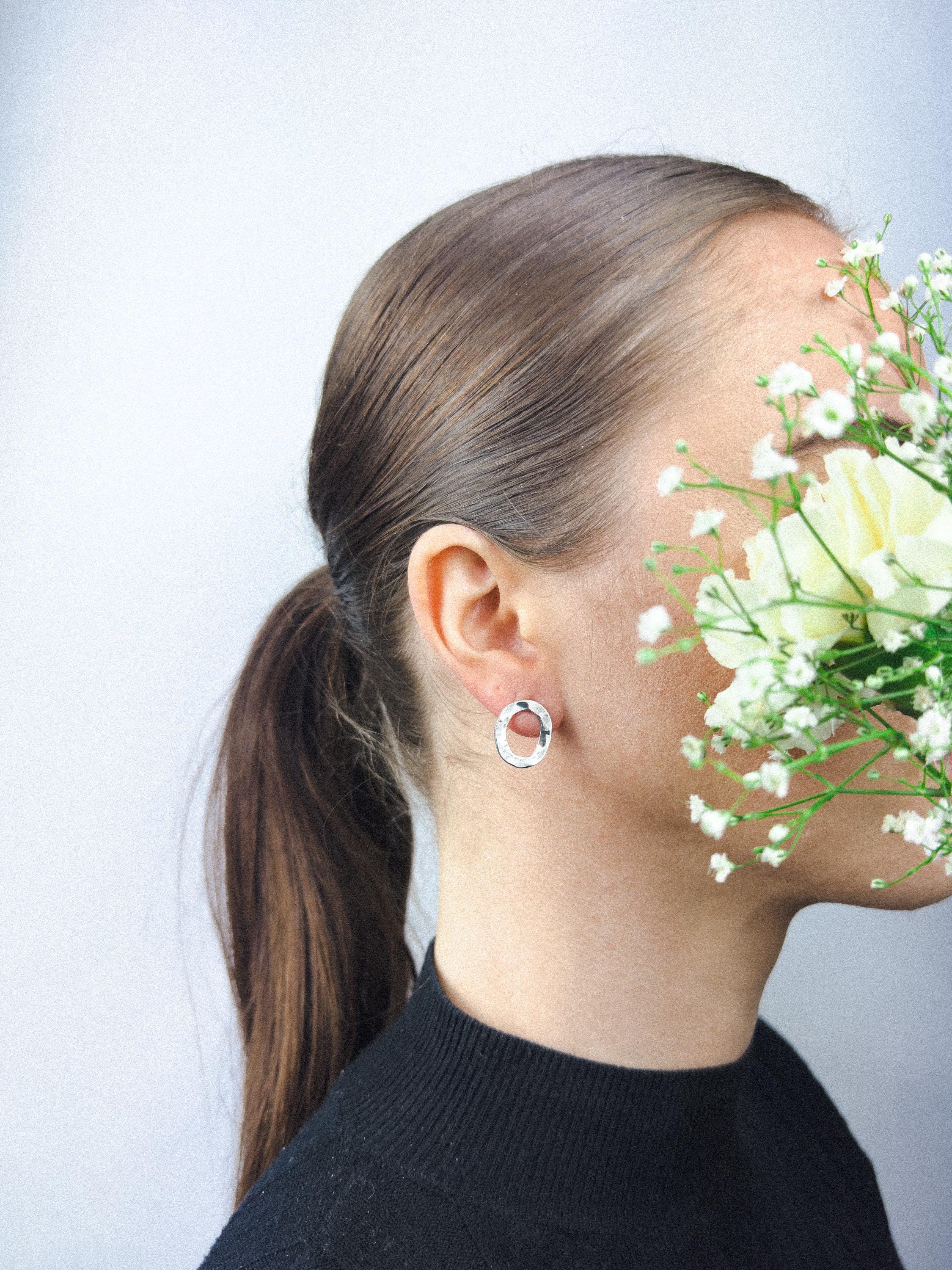 Handmade Hammered Silver Earrings (small)