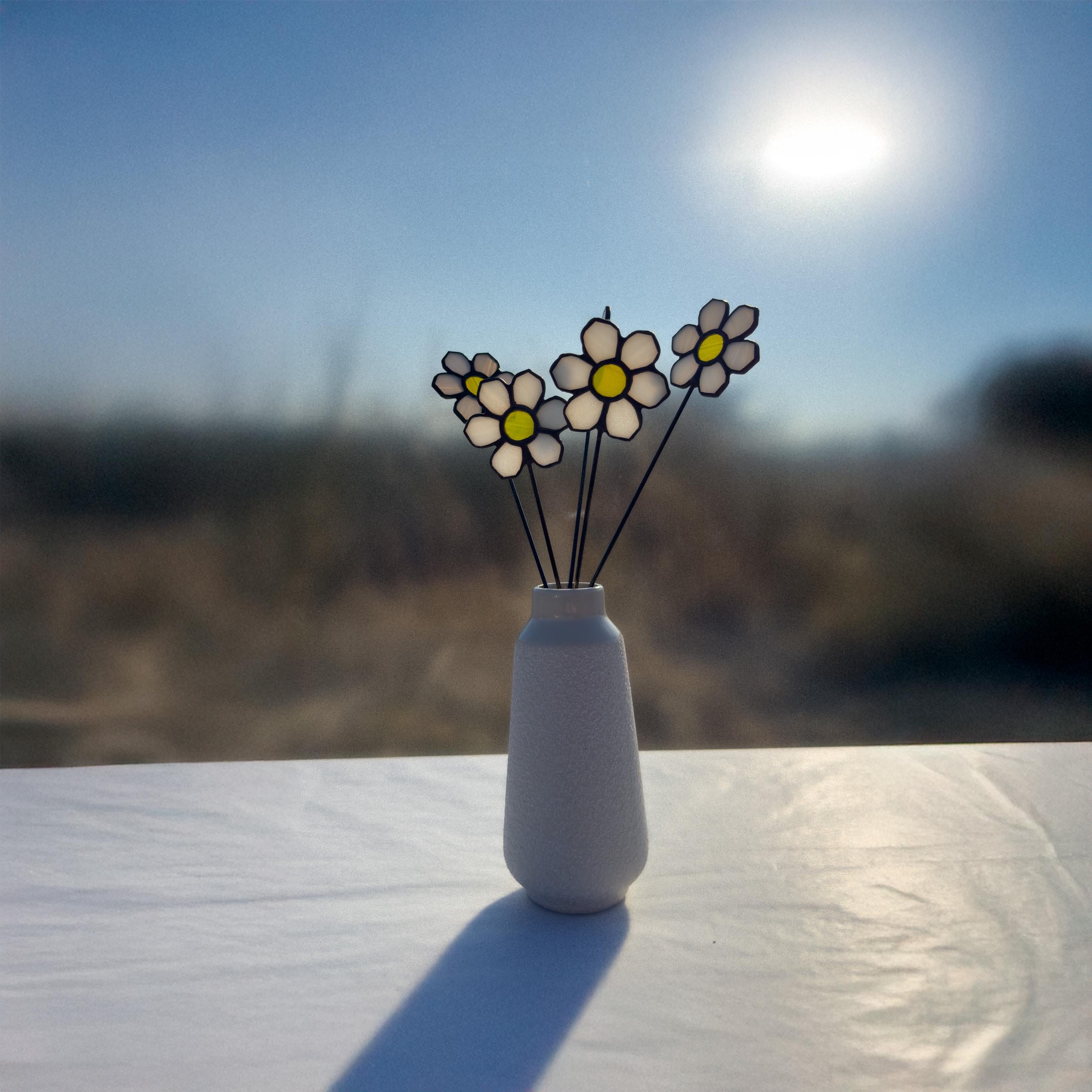 Tiffany Stained Glass Daisy – Handmade Art Flower