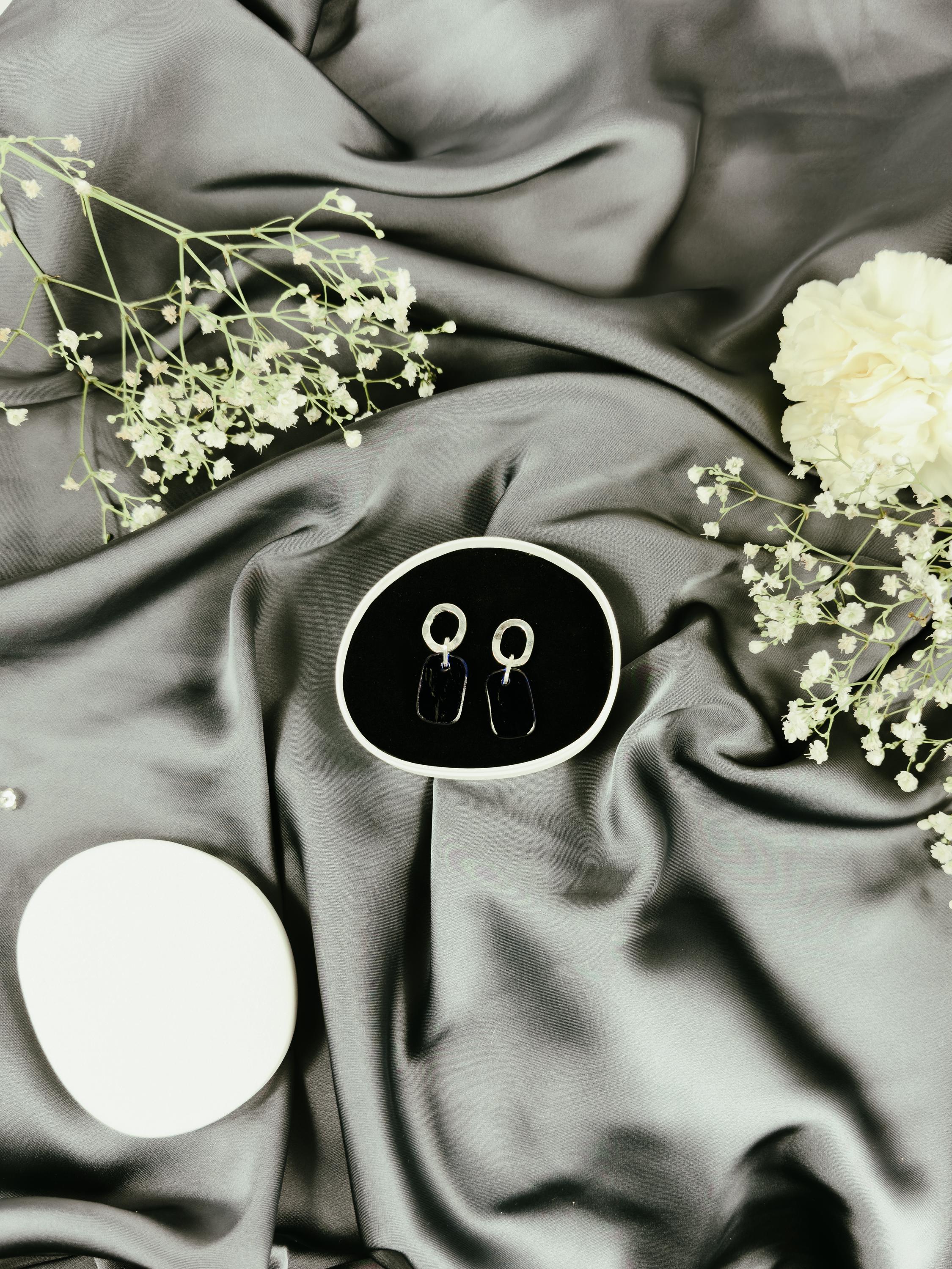 Handcrafted Silver Earrings with Faceted Blue Glass