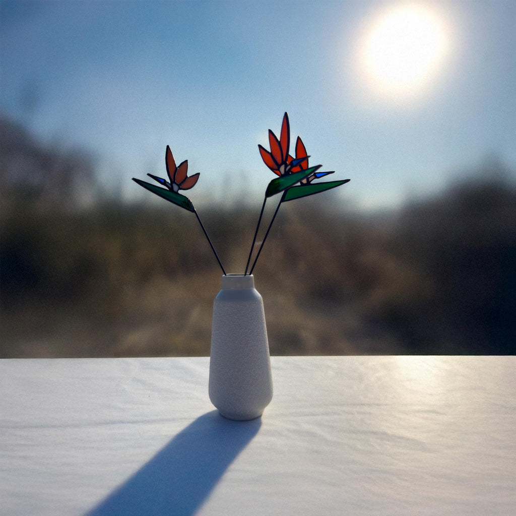 Tiffany Stained Glass Bird of Paradise – Handmade Art Flower