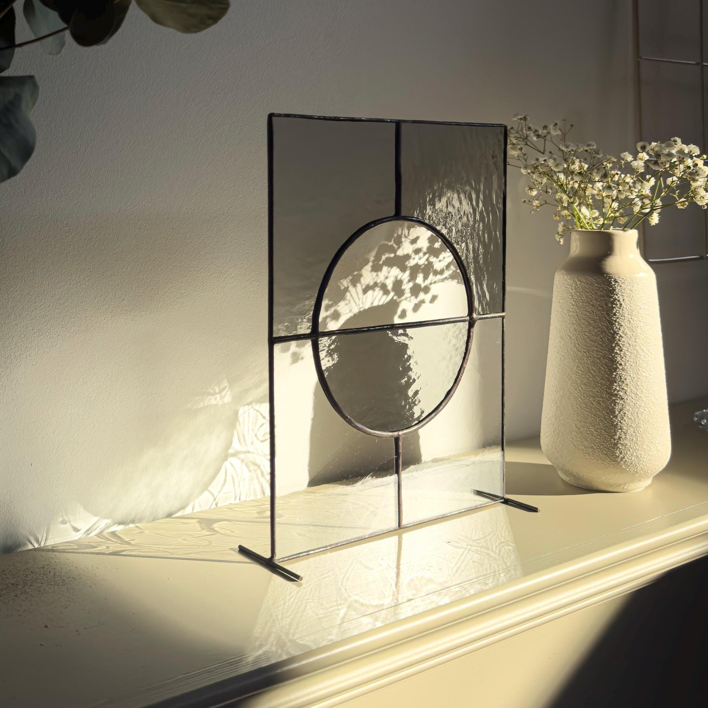 Still Balance – Japandi Stained Glass Panel