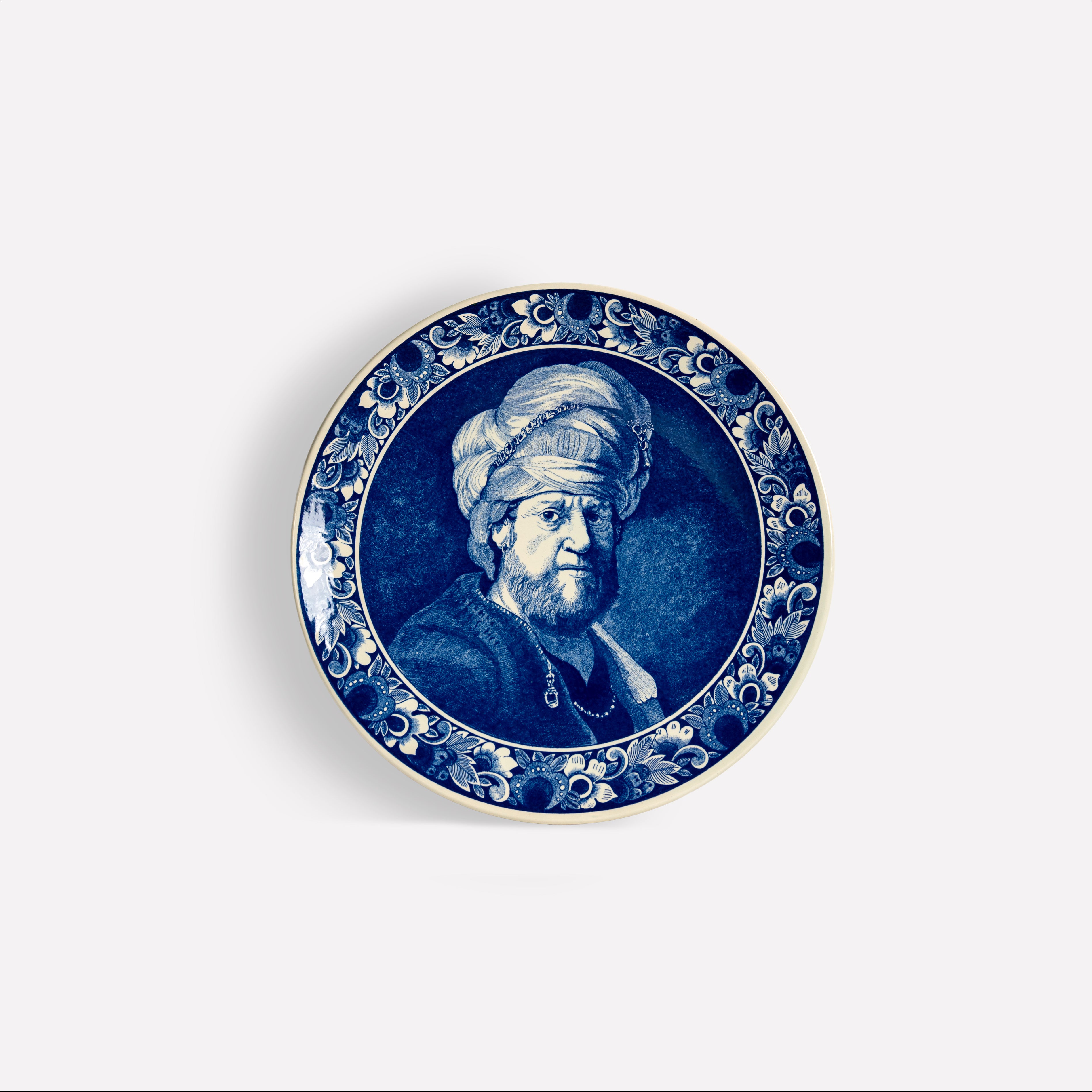 Royal Chemkefa Delft Blue Wall Plate – “Man with a Turban” after Rembrandt