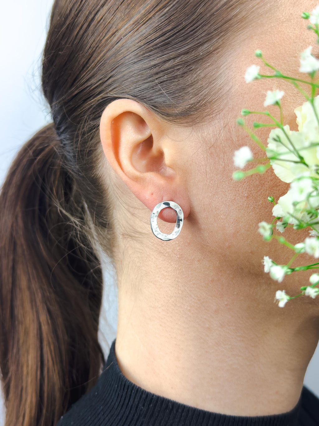 Handmade Hammered Silver Earrings (small)