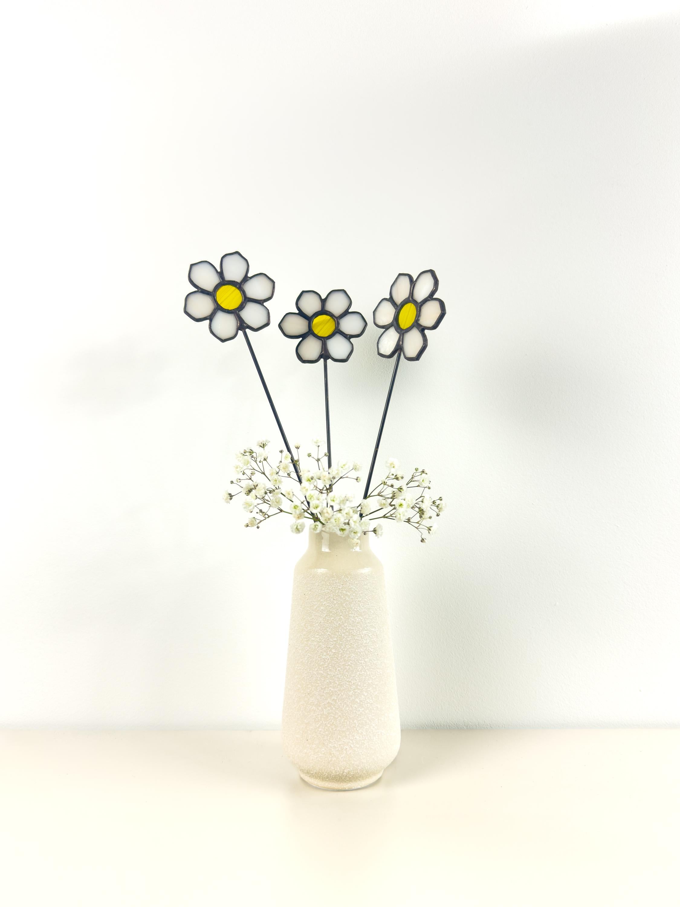 Tiffany Stained Glass Daisy – Handmade Art Flower