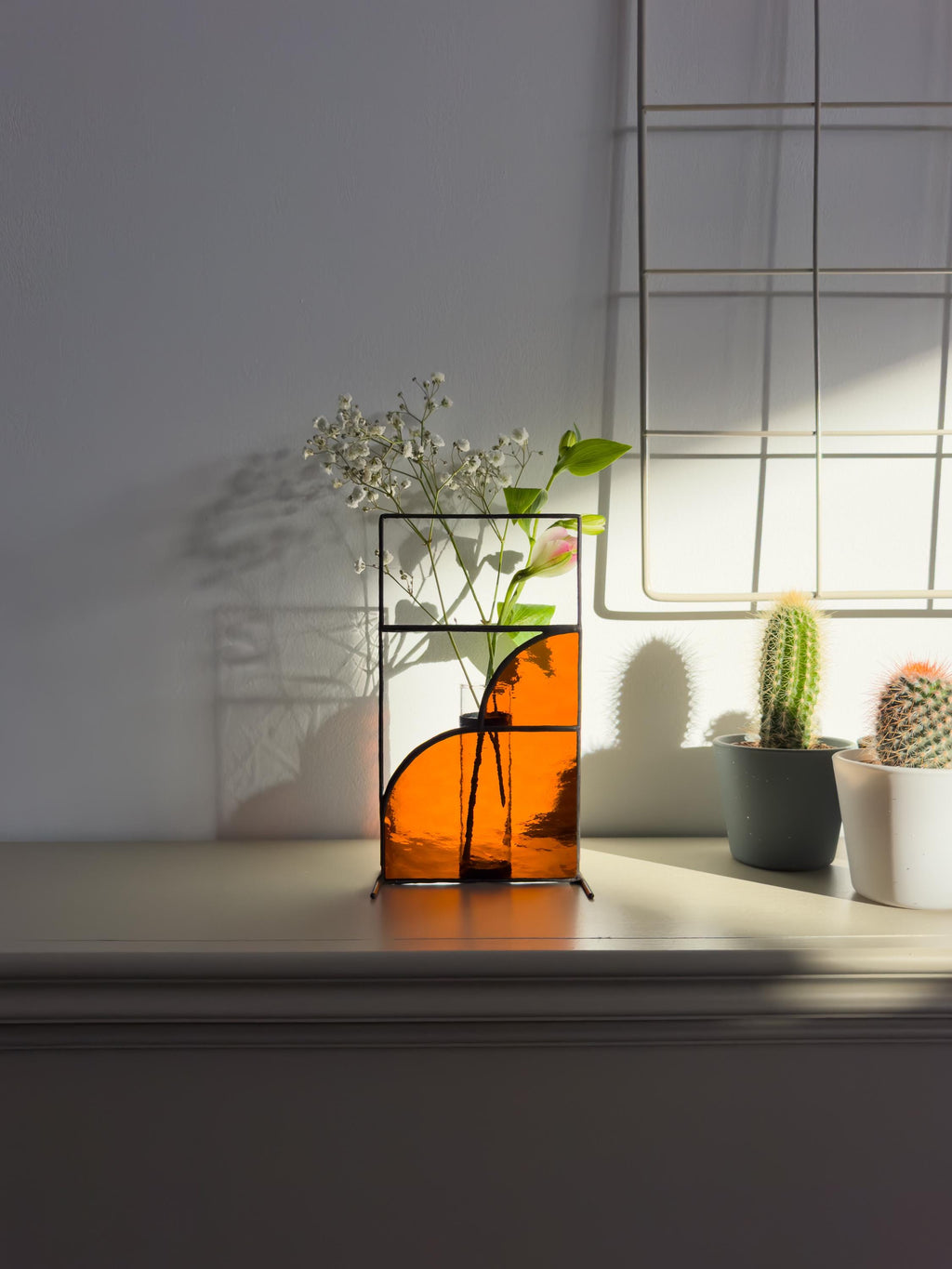 Japandi Stained Glass Vase – Tiffany Handmade Design