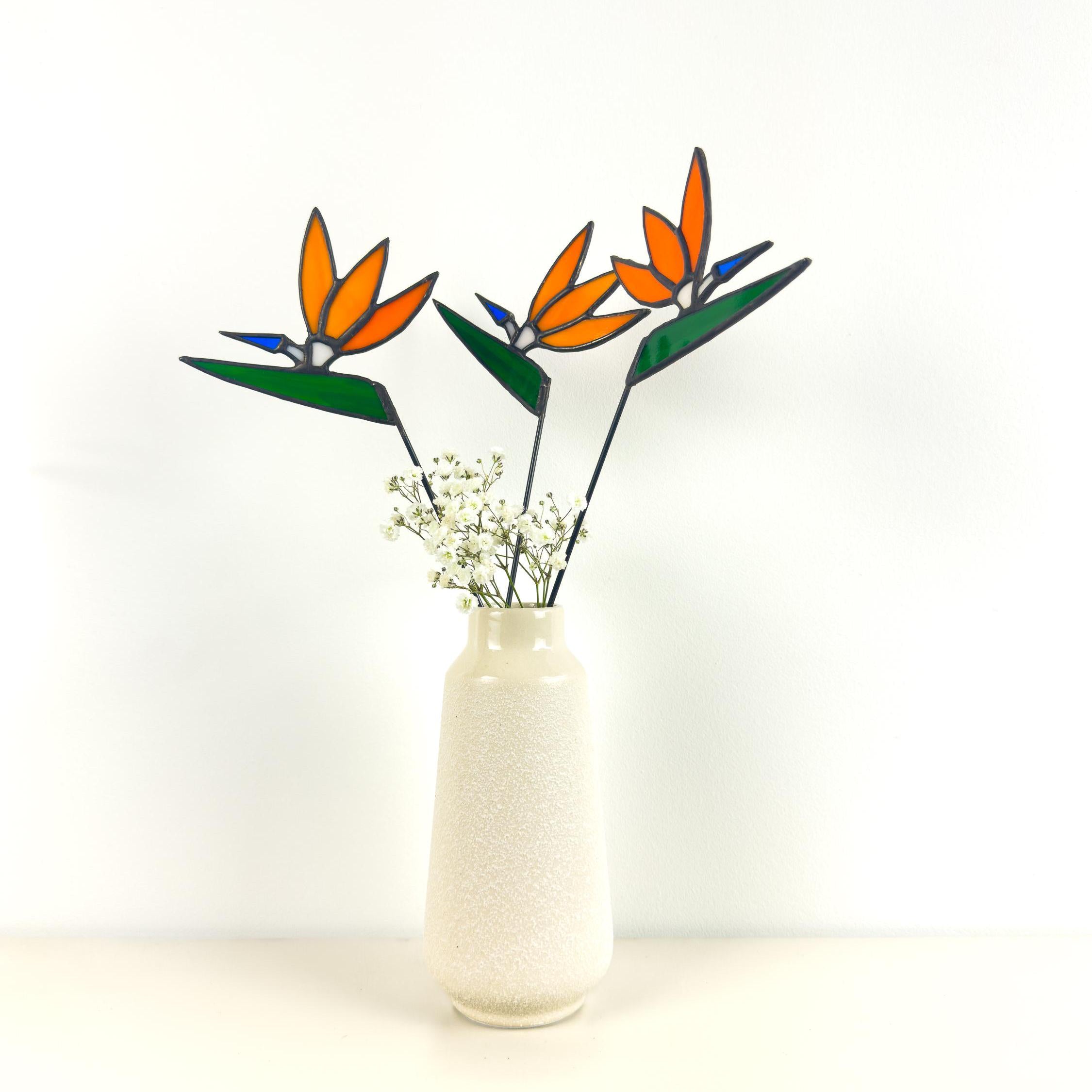 Tiffany Stained Glass Bird of Paradise – Handmade Art Flower