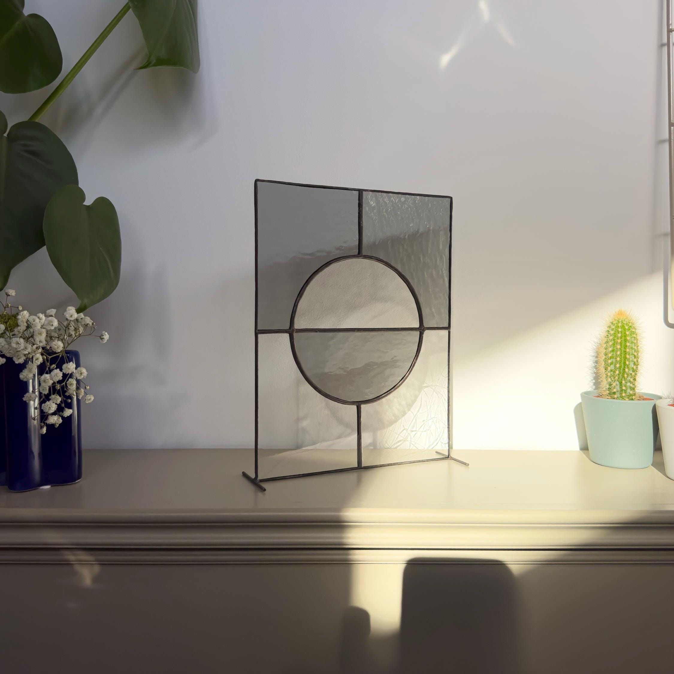 Still Balance – Japandi Stained Glass Panel