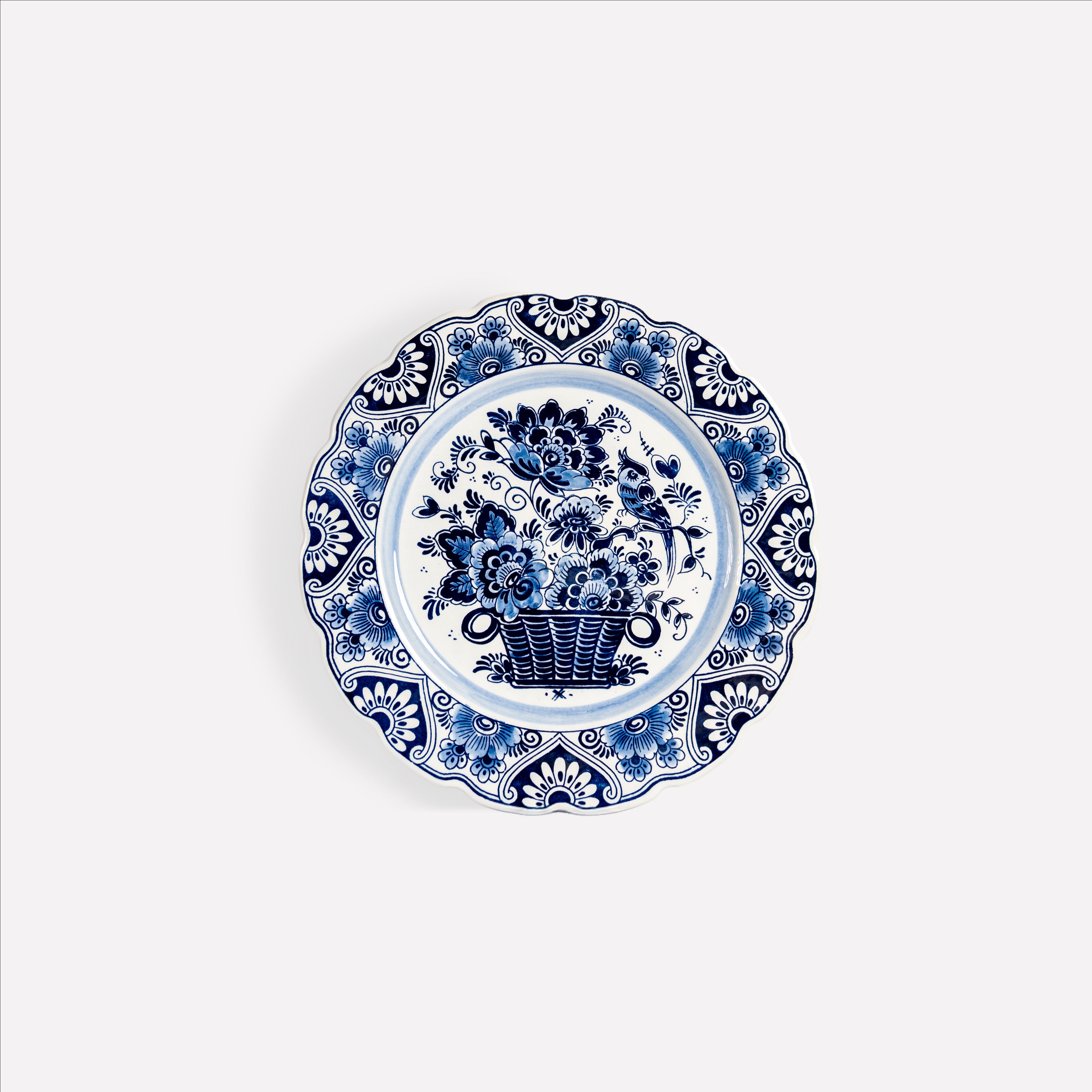 Delft-Style Blue & White Wall Plate – Floral Basket Design