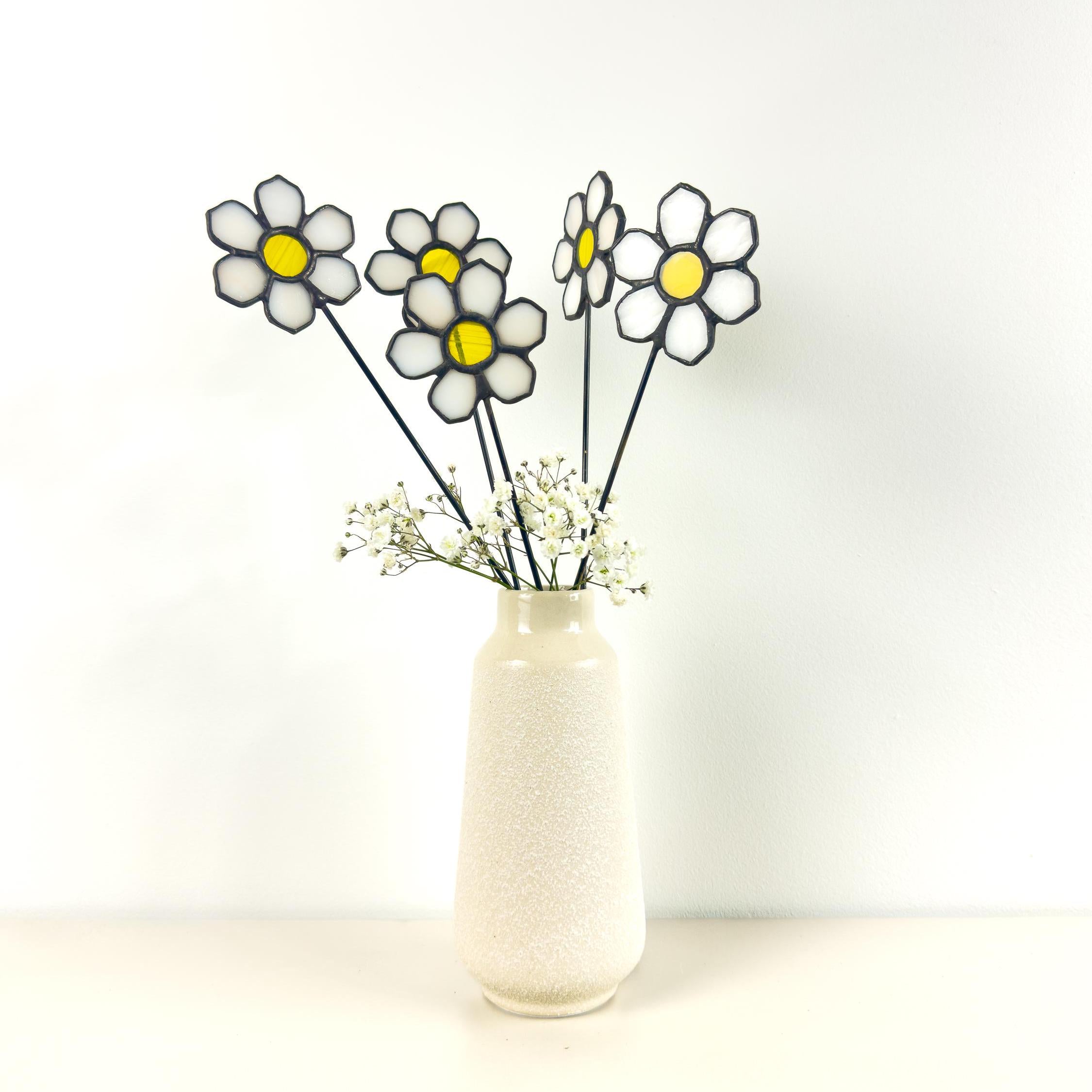 Tiffany Stained Glass Daisy – Handmade Art Flower