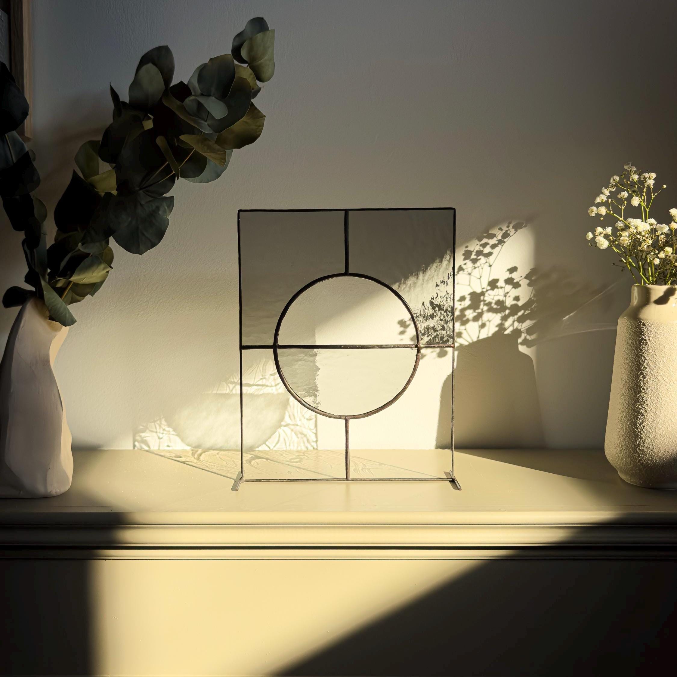 Still Balance – Japandi Stained Glass Panel