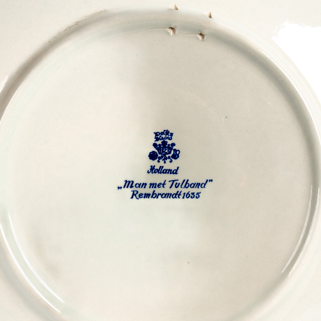 Royal Chemkefa Delft Blue Wall Plate – “Man with a Turban” after Rembrandt