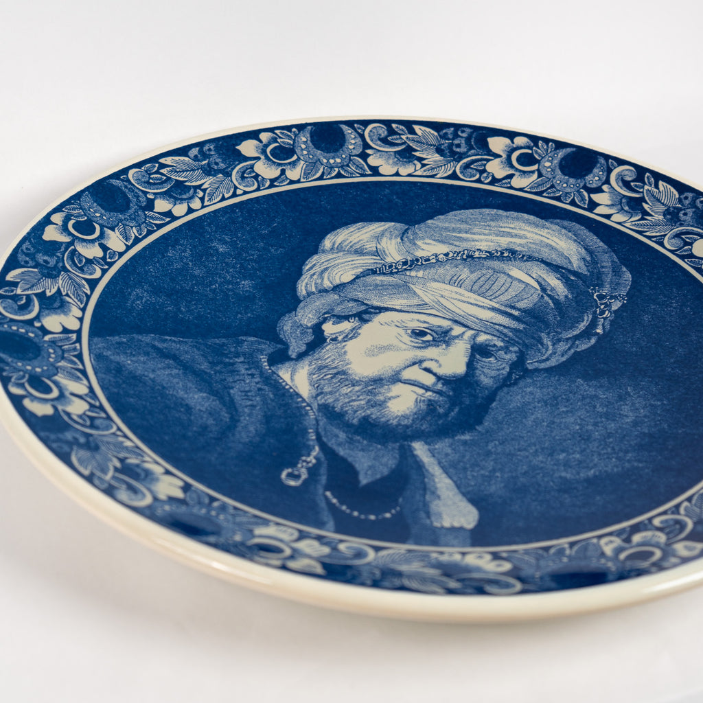 Royal Chemkefa Delft Blue Wall Plate – “Man with a Turban” after Rembrandt