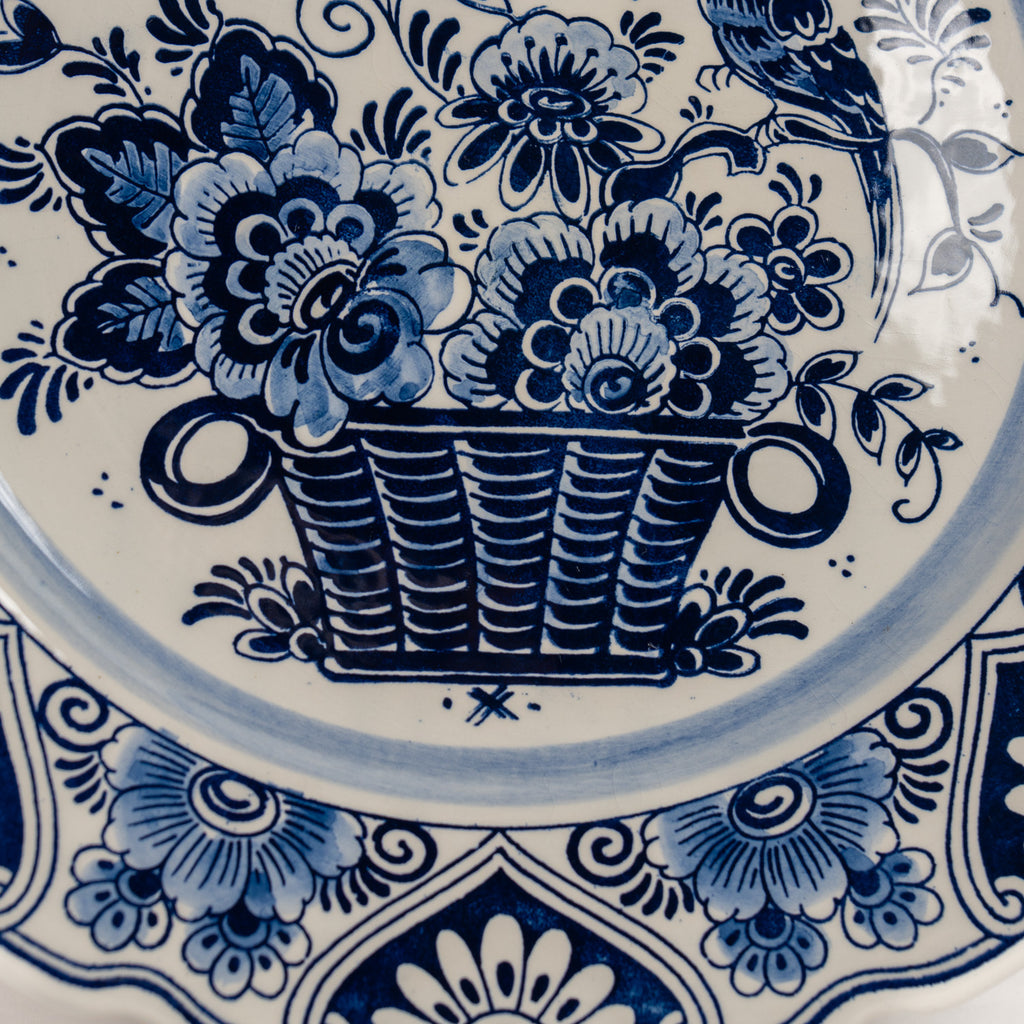 Delft-Style Blue & White Wall Plate – Floral Basket Design