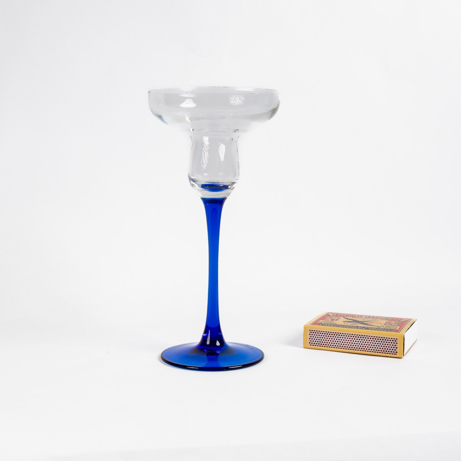 Luminarc Cobalt Blue Glass Candle Holder – France, Mid-Century Modern