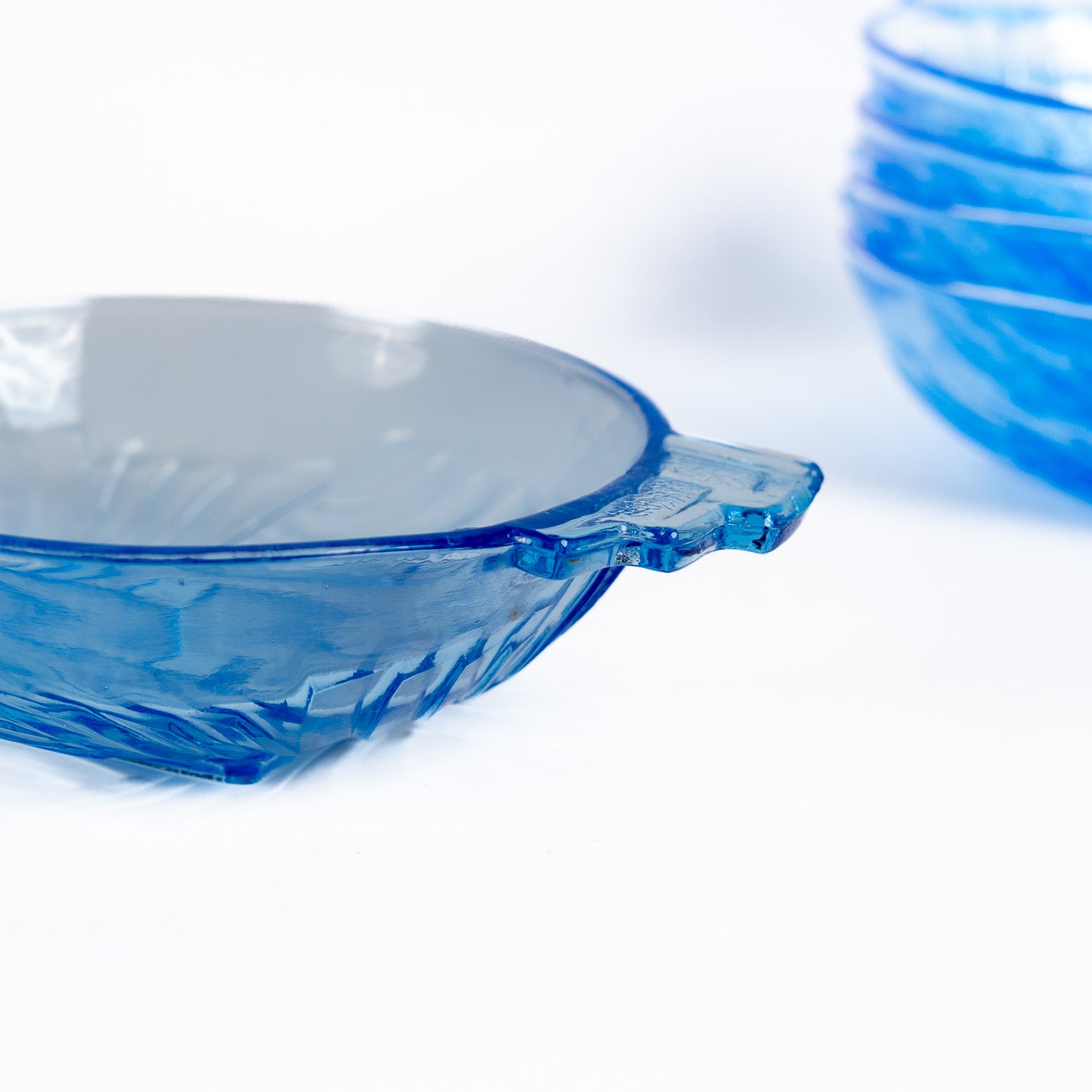 Stolle Niemen Art Deco Glass Set – Royal Blue Bowl and Dishes, Poland (1920s–1930s)