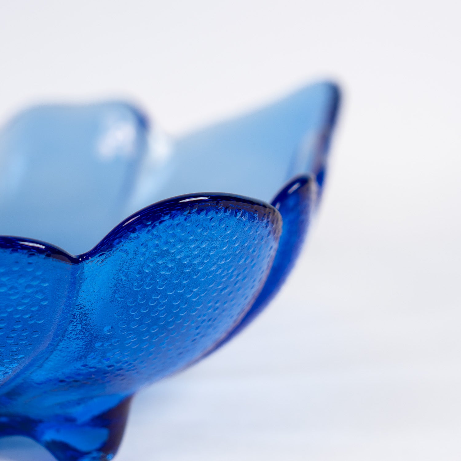 Set of Two Cobalt Blue Glass Leaf Bowls – Vintage European Pressed Glass