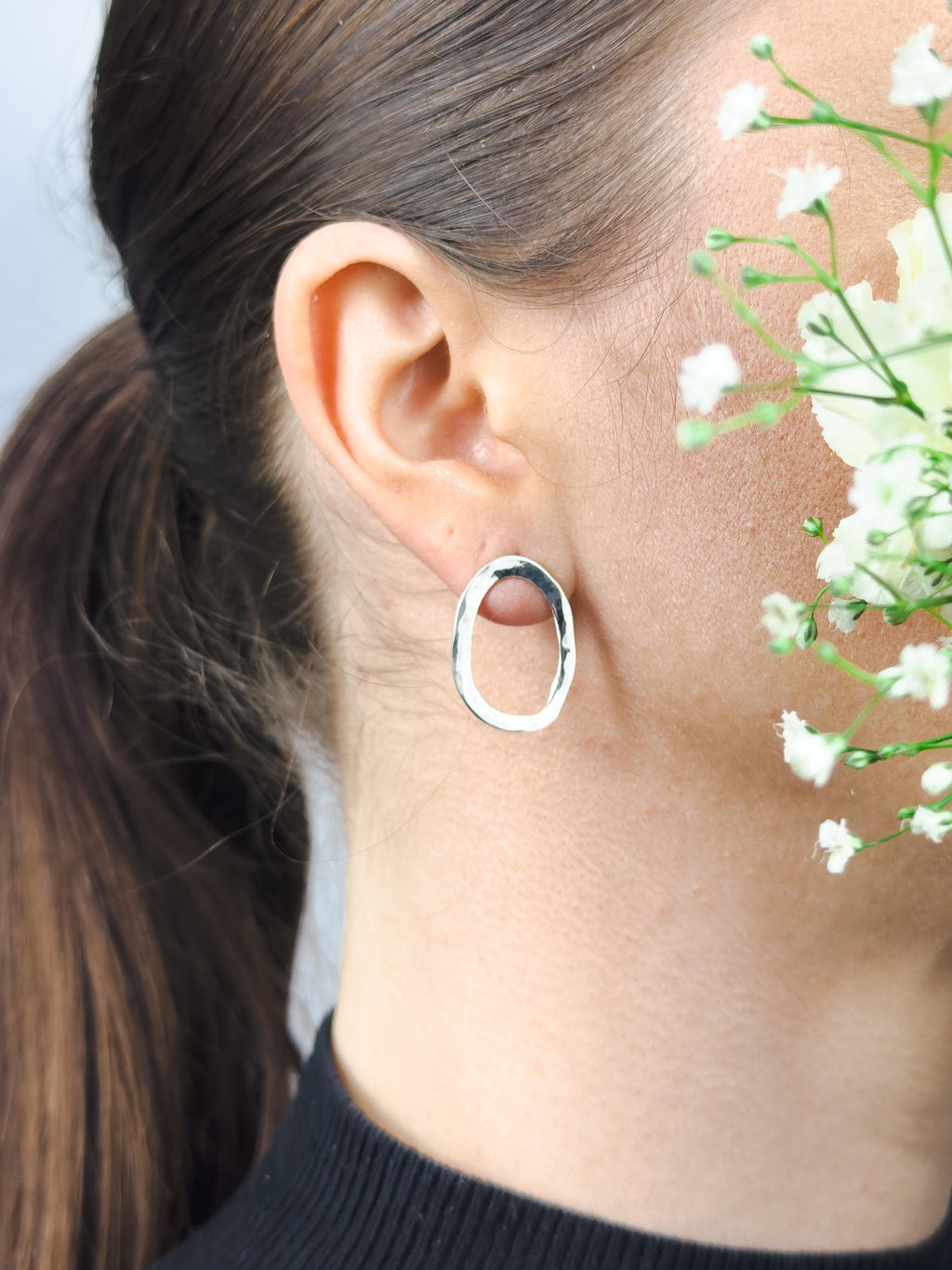 Handmade Hammered Silver Earrings (medium)