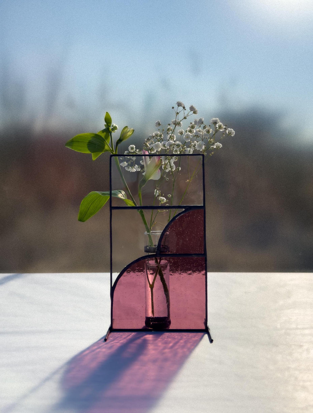 Japandi Stained Glass Vase – Tiffany Handmade Design