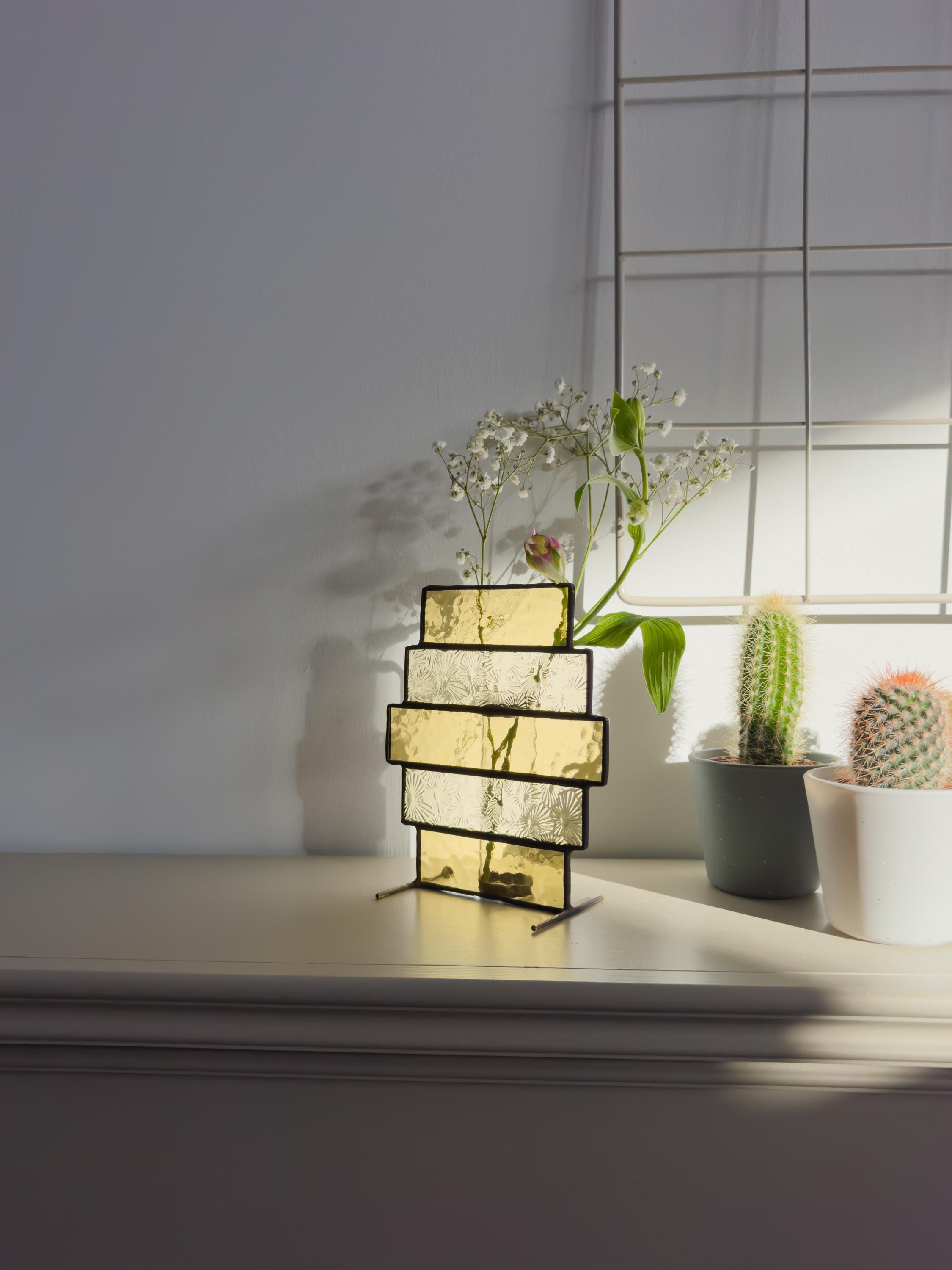 Honeycomb Stained Glass Vase