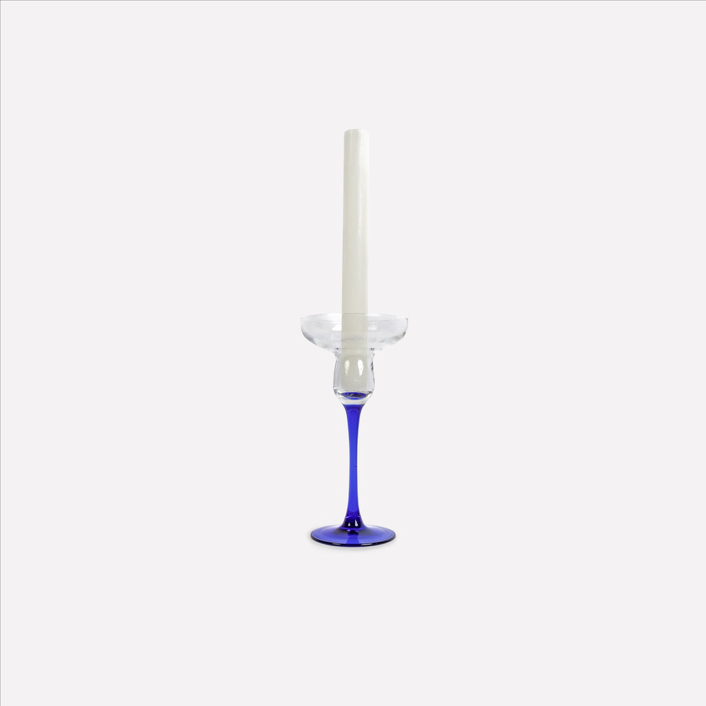 Luminarc Cobalt Blue Glass Candle Holder – France, Mid-Century Modern