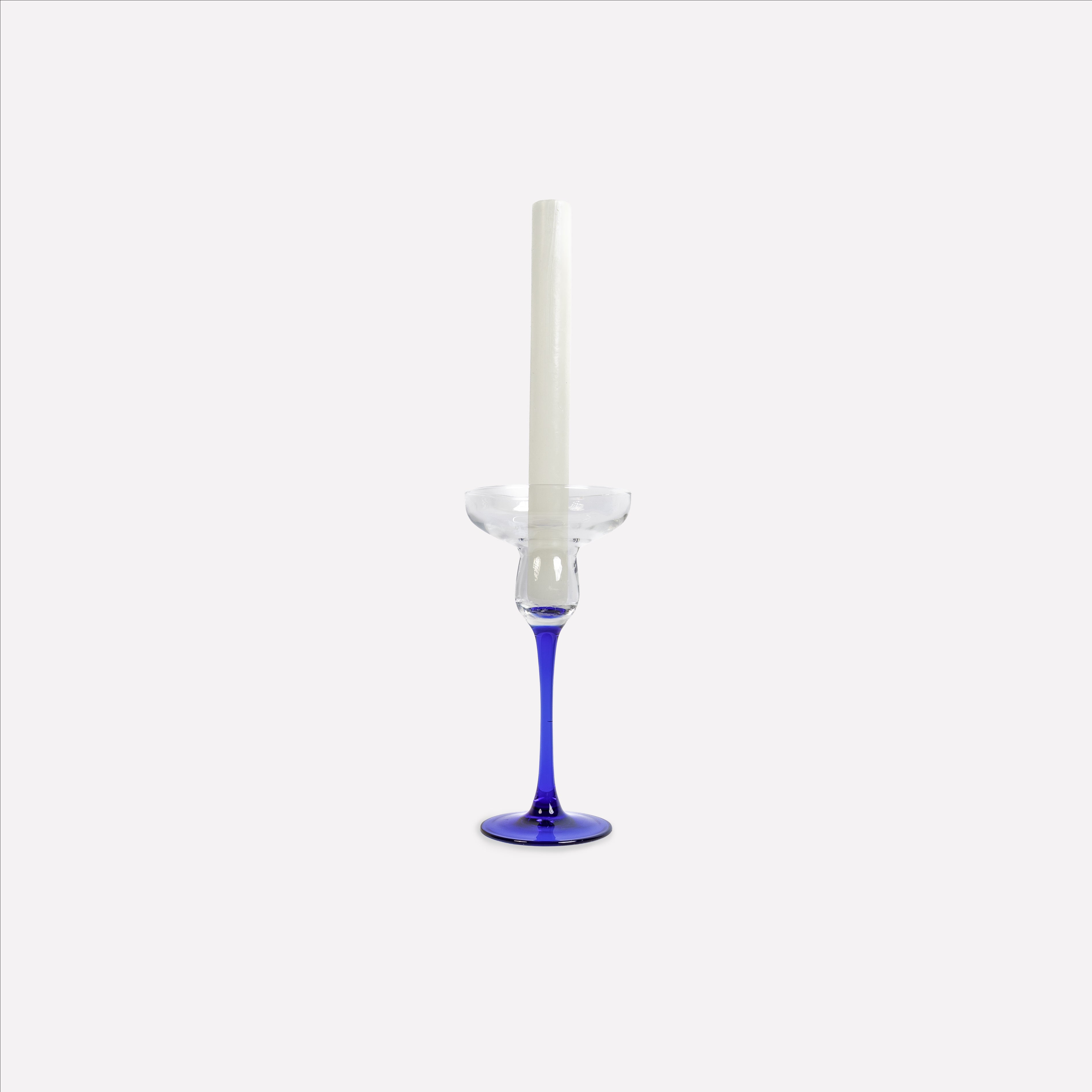 Luminarc Cobalt Blue Glass Candle Holder – France, Mid-Century Modern