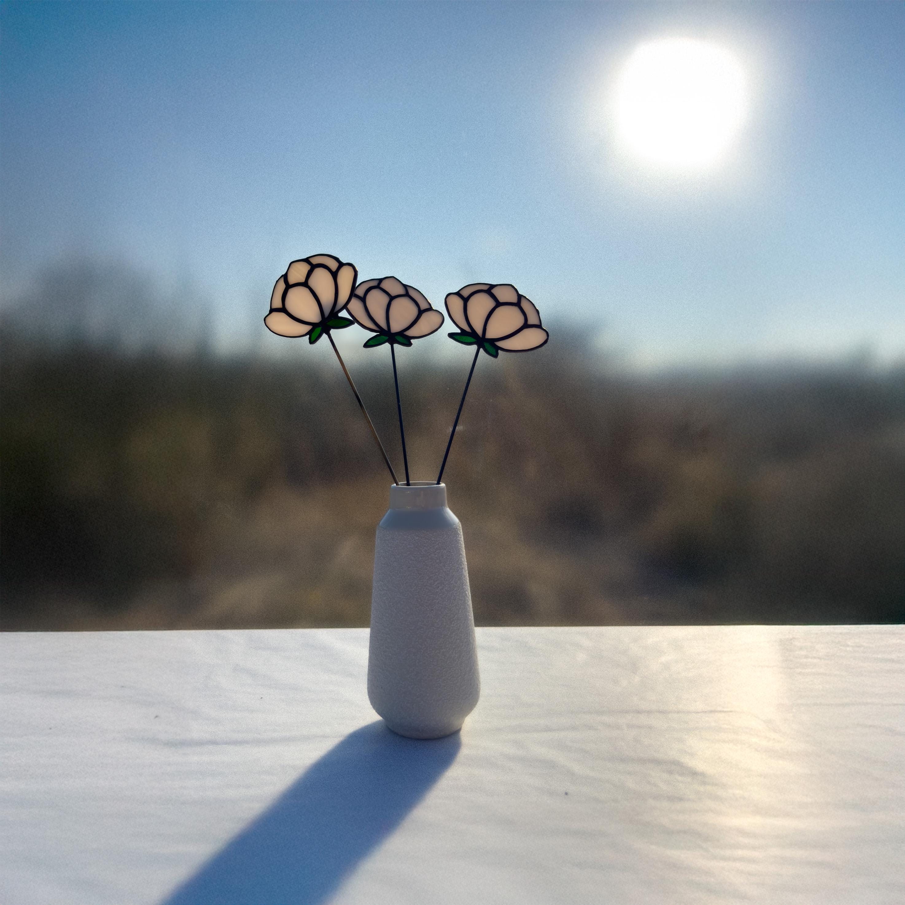 Tiffany Stained Glass Peony – Handmade Art Flower