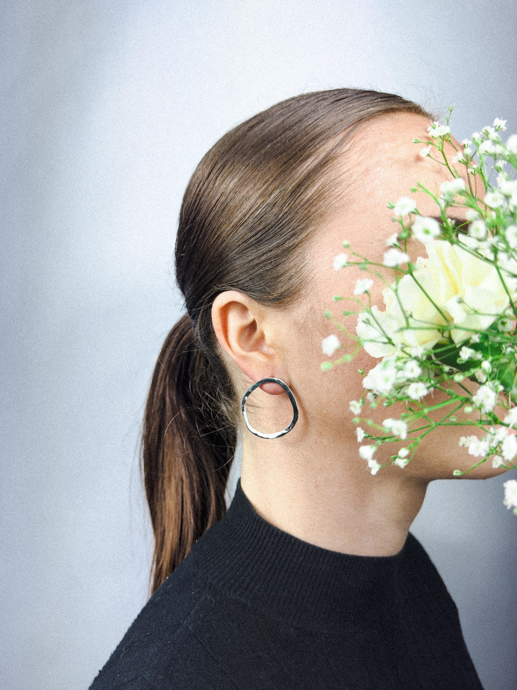 Handcrafted Hammered Silver Earrings (large)