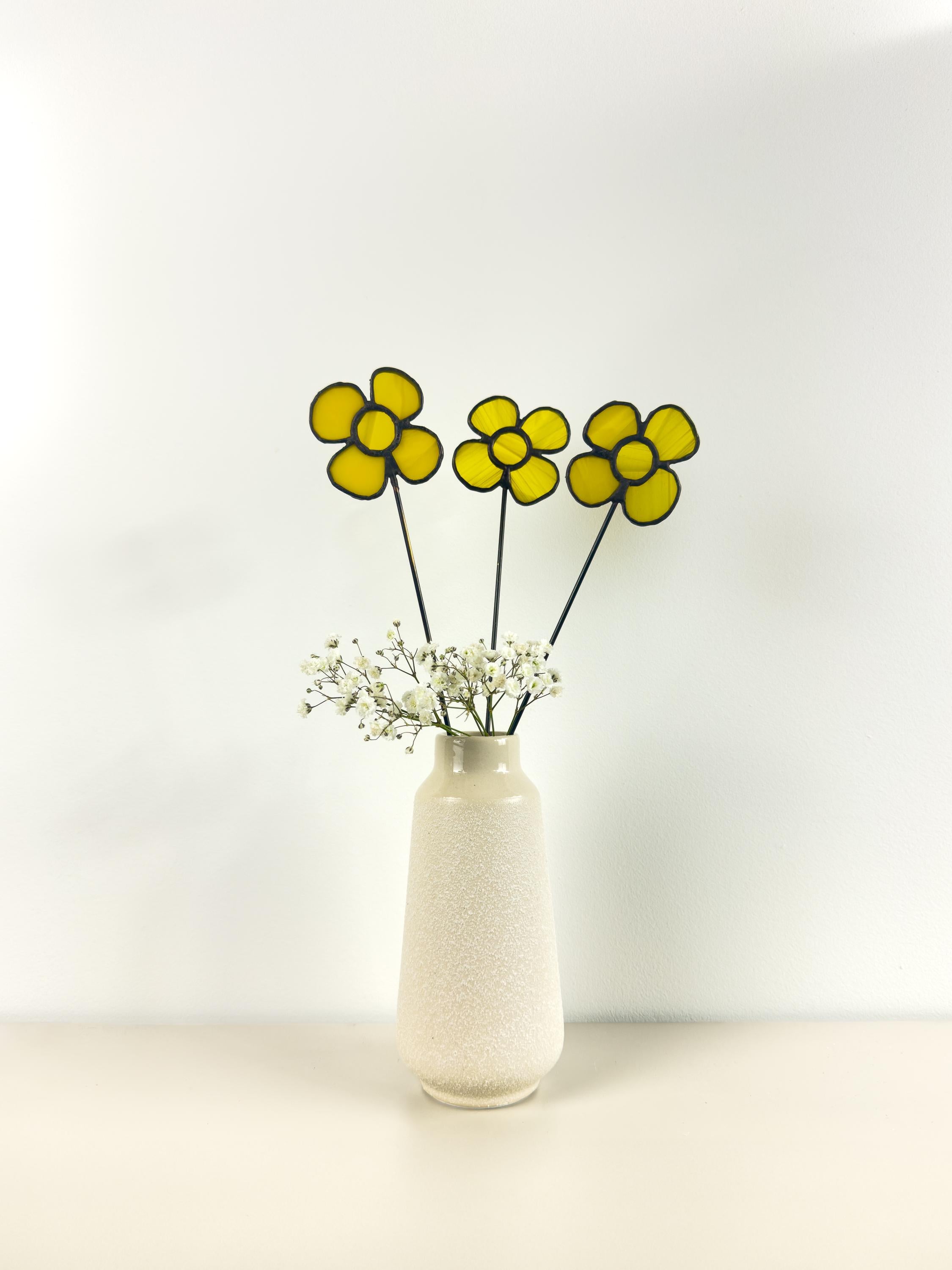 Tiffany Stained Glass Buttercup – Handmade Art Flower