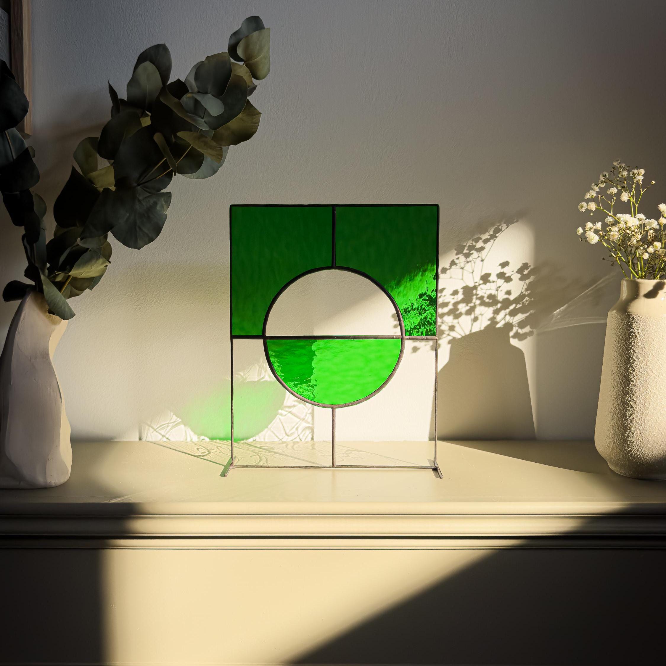 Still Balance – Japandi Stained Glass Panel