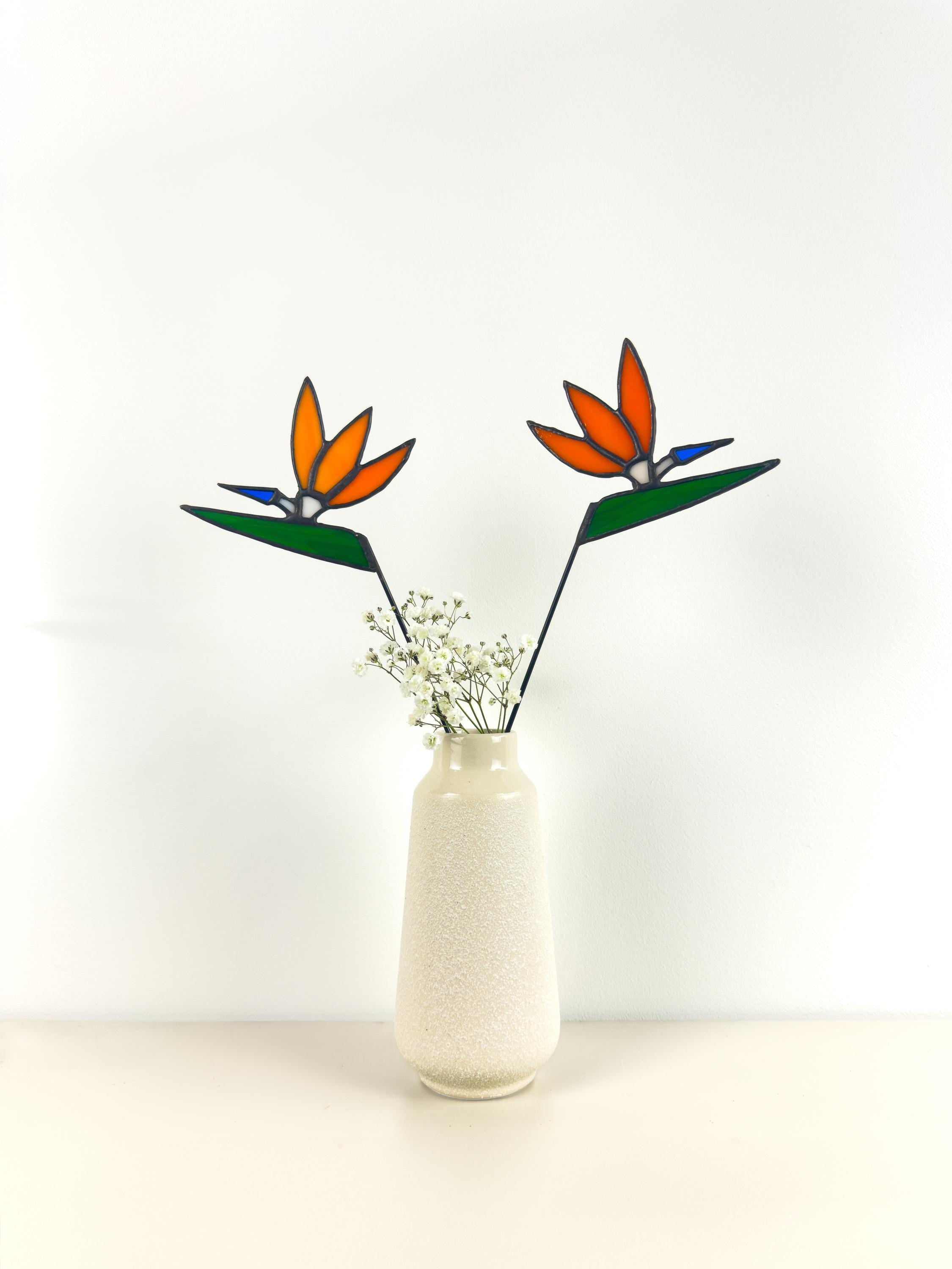 Tiffany Stained Glass Bird of Paradise – Handmade Art Flower