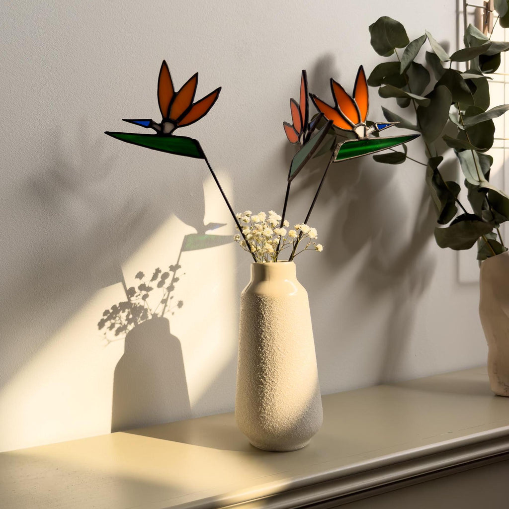 Tiffany Stained Glass Bird of Paradise – Handmade Art Flower