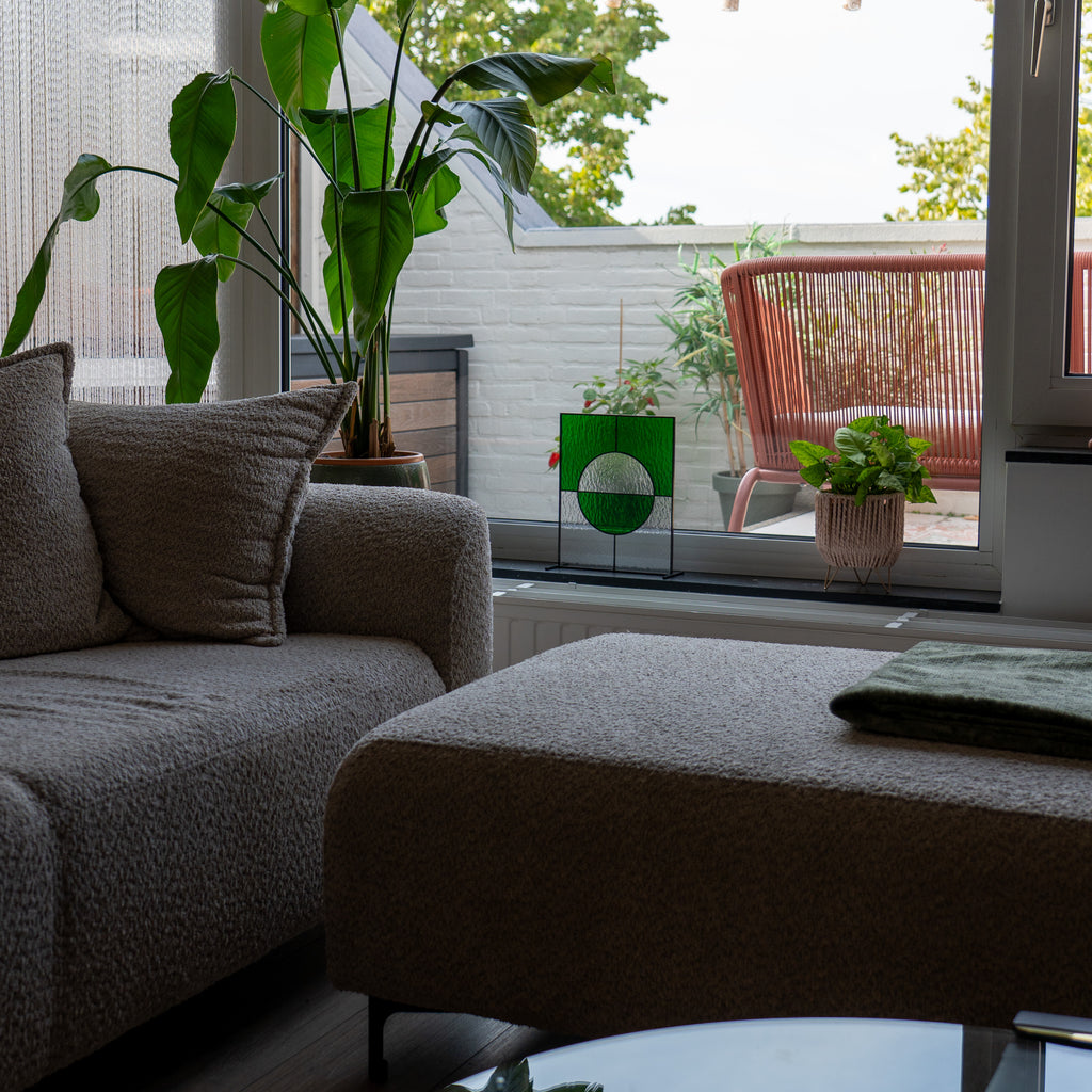 Still Light Japandi Glass Object – Green & Clear