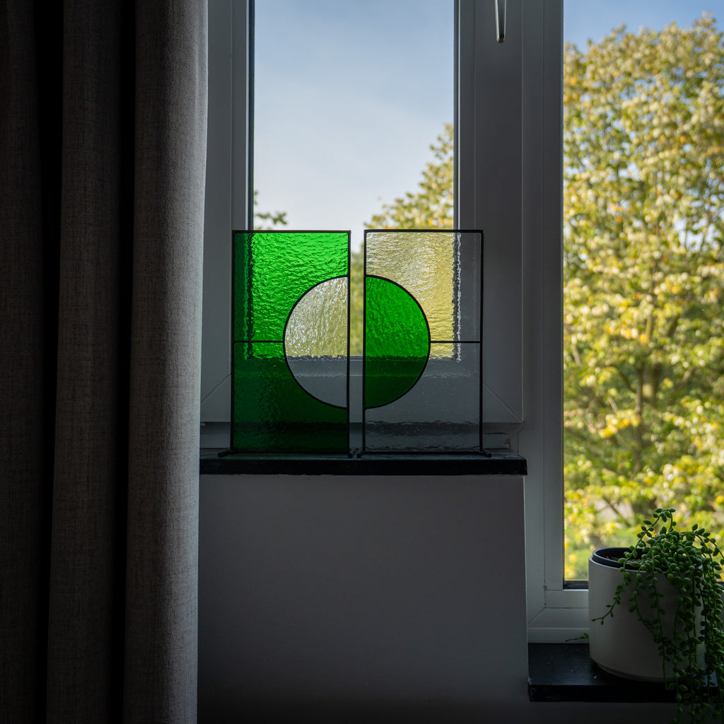 Still Light Duo Japandi Glass Object – Green & Clear