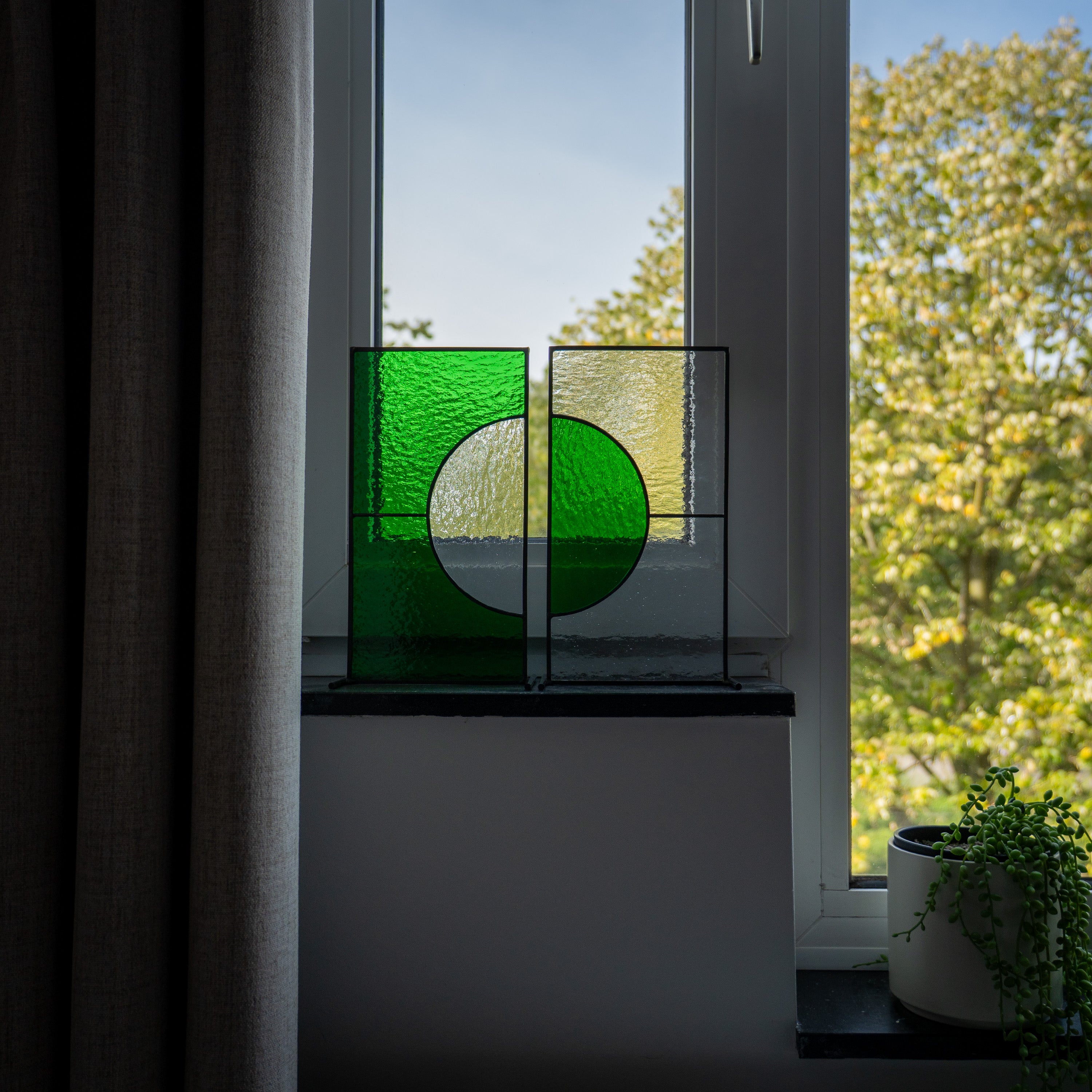 Still Light Duo Japandi Glass Object – Green & Clear