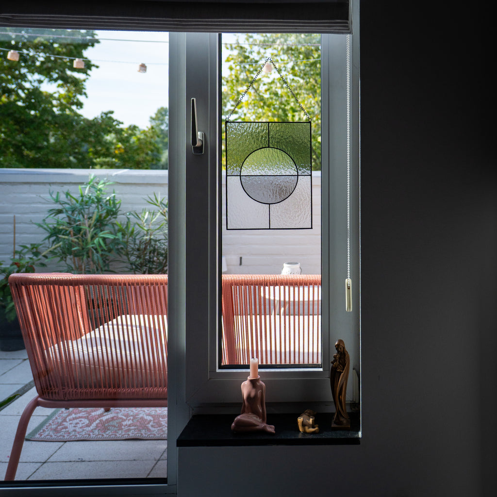 Still Light Japandi Hanging Glass Object - Gray & Clear