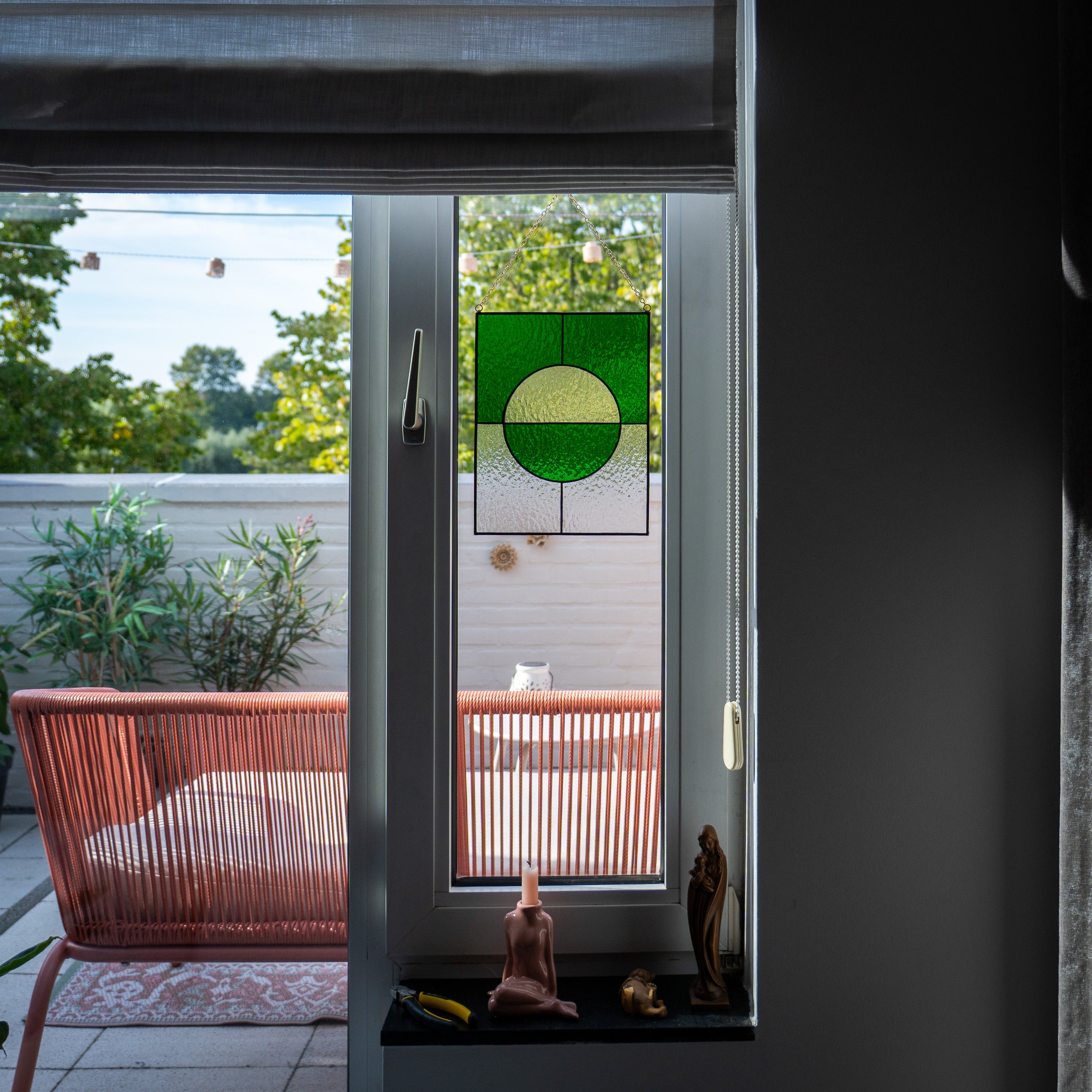 Still Light Japandi Hanging Glass Object - Green & Clear