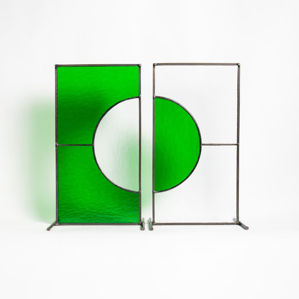 Still Light Duo Japandi Glass Object – Green & Clear