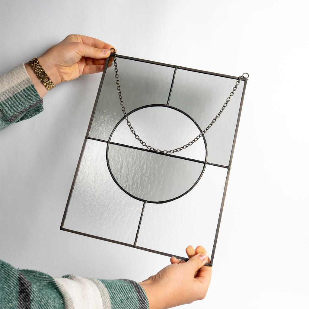 Still Light Japandi Hanging Glass Object - Gray & Clear