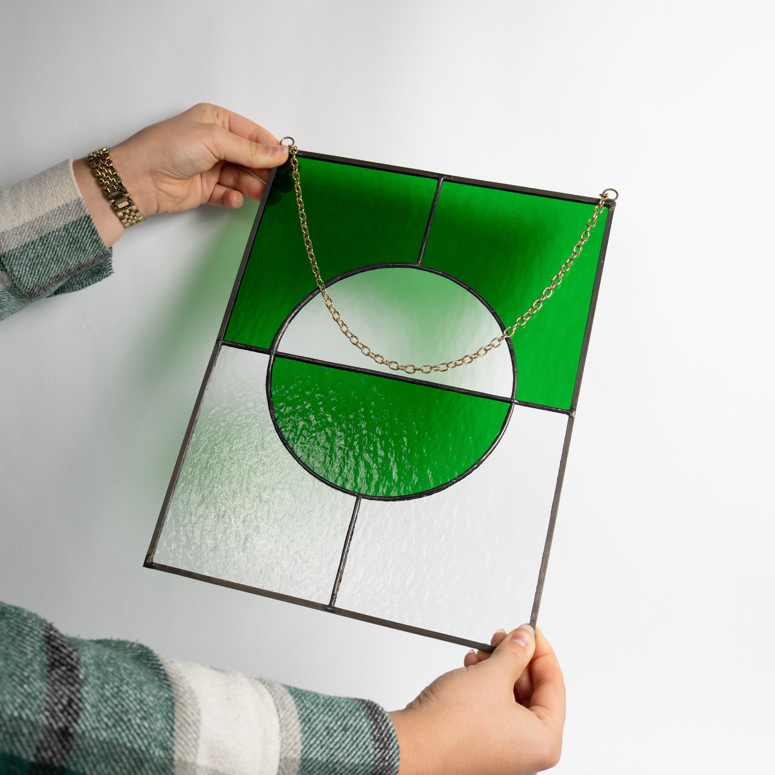 Still Light Japandi Hanging Glass Object - Green & Clear