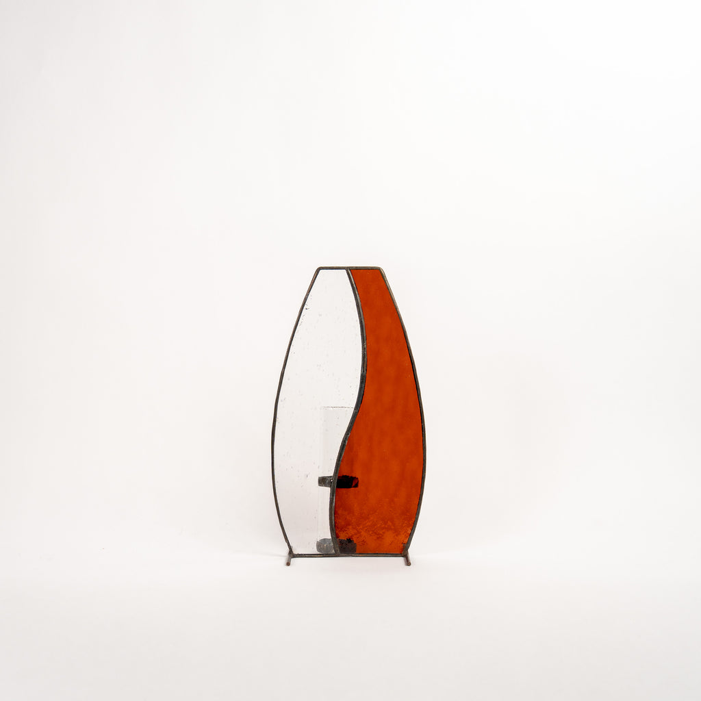 Deep Orange Japandi Stained Glass Vase – Tiffany Handmade Design